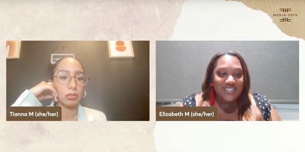 Tianna Manon and film subject Elizabeth Montgomery during the Media2070 town hall.