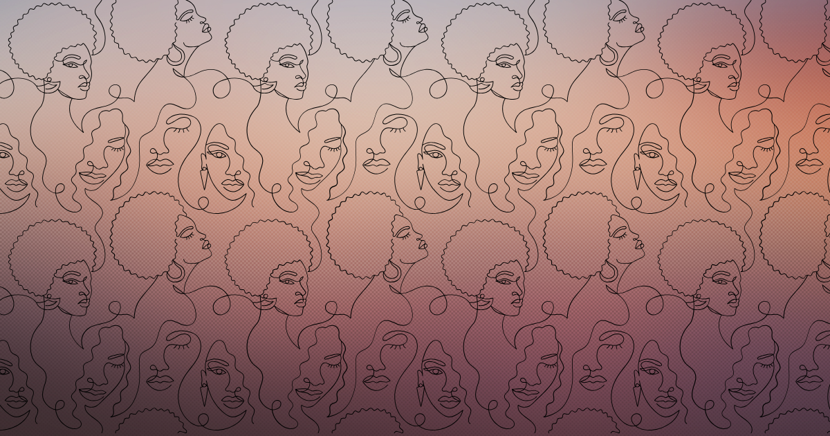 Line art of Black female faces